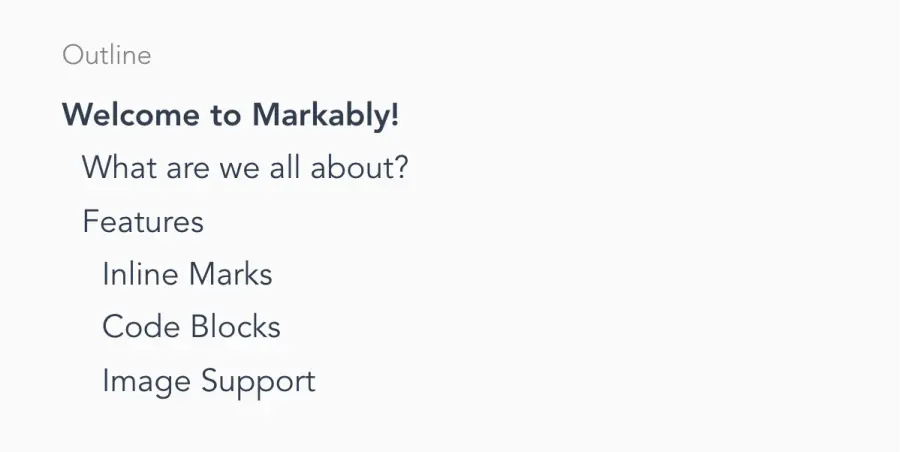 Outline panel in the editor